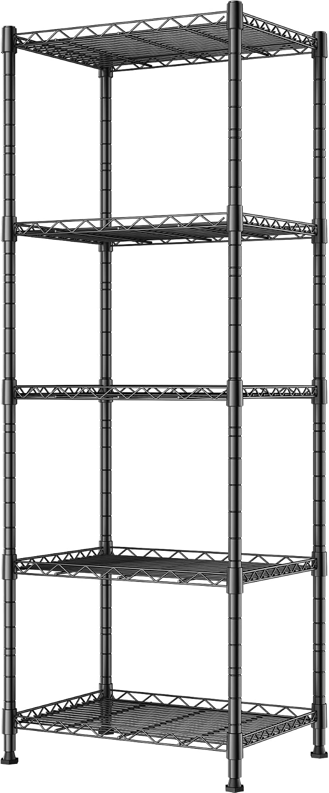 REGILLER 5-Wire Shelving Metal Storage Rack Adjustable Shelves,Standing Storage Shelf Units for Laundry Bathroom Kitchen Pantry Closet(Black,11.8" D x 16.6" W x 53.5" H) by REGILLER