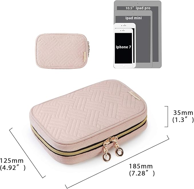 BAGSMART Travel Jewelry Organizer Case Small Jewelry Roll for Journey-Rings, Necklaces, Earrings, Bracelets, Soft Pink - Image 4