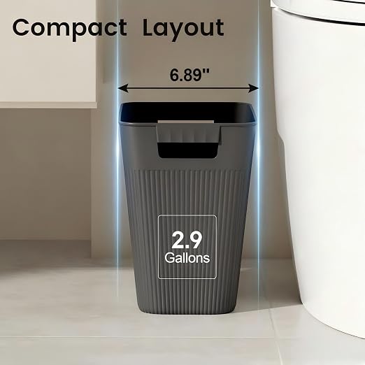 JOYMOOP Slim Trash Can 3-Pack, 2.9 Gallon Plastic Wastebasket for Bathroom, Bedroom, Office, Kitchen with 4 Rolls Bags, Black - Image 2