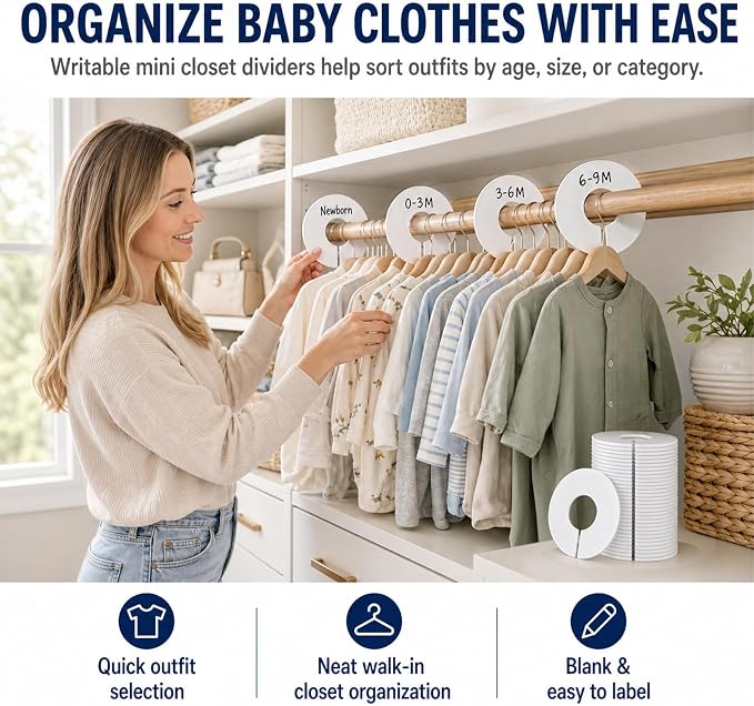 30pcs Closet Dividers Baby Clothes Organizers - Girl Boy Closet Organizers Clothes Dividers Closet Labels Closet Separators Garment Organizer Boutique Clothing Rack Dividers Hanger Dividers Hanger - Image 2