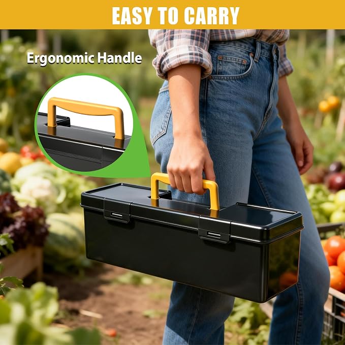 tutata Seed Packet Organizer Box Plastic Portable Seed Packet Storage Box, Seed Storage Organizer - Black - Image 3