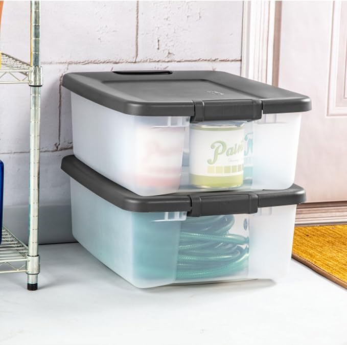 Sterilite 6-Pack ShelfTote, Clear Plastic Storage Bins with Lids, 25 Quart, Gray - Stackable Organizing Container Boxes for Closet, Bathroom, and Office - Image 6