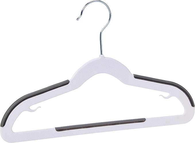Amazon Basics Plastic Kids Clothes Hangers, Non-Slip, White and Black, 12.8" x 8" x 0.2", 30-Pack by AmazonBasics