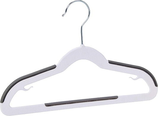 Amazon Basics Plastic Kids Clothes Hangers, Non-Slip, White and Black, 12.8" x 8" x 0.2", 30-Pack by AmazonBasics