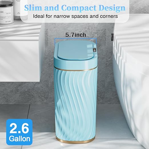 Ogikey Bathroom Small Trash Can with Automatic Touchless Lid, 2.6 Gallon Smart Garbage Can Narrow Waterproof Trash Bin for Bedroom, Office, Living Room - Image 3