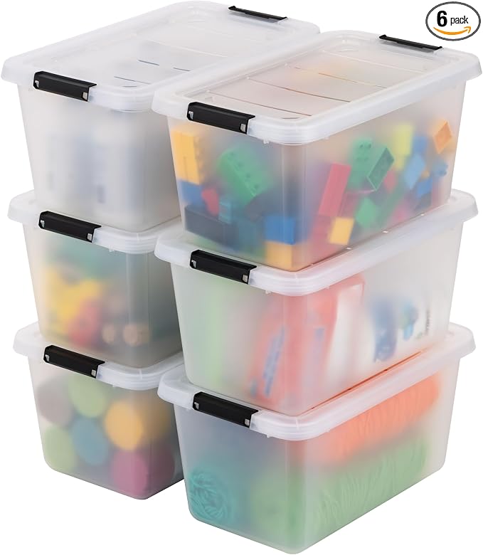 IRIS USA 6-Pack Clip Box with Latching Lids, 13 Quart Craft Storage Bins, Art & Writing Supply Containers for Home, Office & Classroom Organization by Unknown