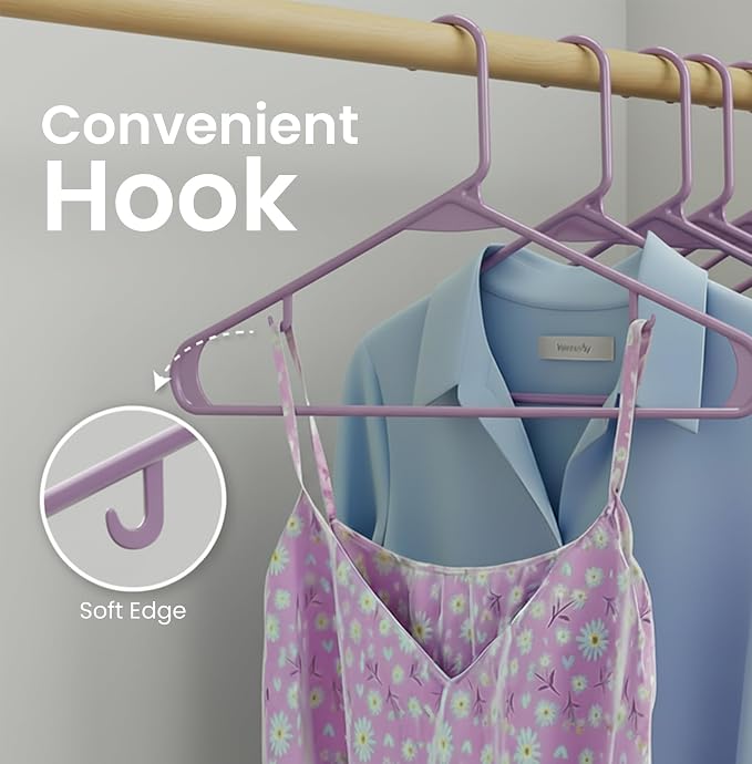 Utopia Home Plastic Hangers 50 Pack - Clothes Hanger with Hooks - Durable & Space Saving Coat Hanger - Heavy Duty Purple Hangers - Skirt Hangers - Image 5