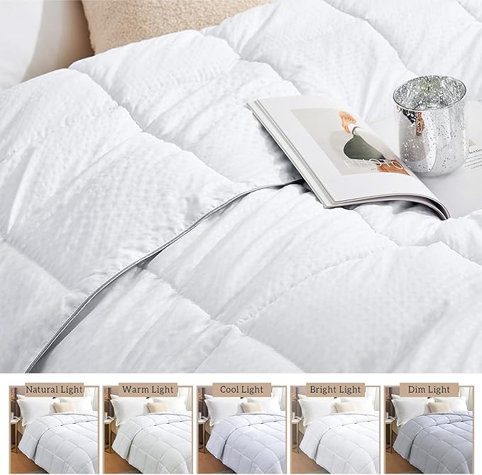 Homelike Moment Twin Comforter Duvet Insert - White Down Alternative Bed Comforter Twin Size, Lightweight Bedding Comforters Quilted Soft All Season with Coner Tabs White Square Embossed