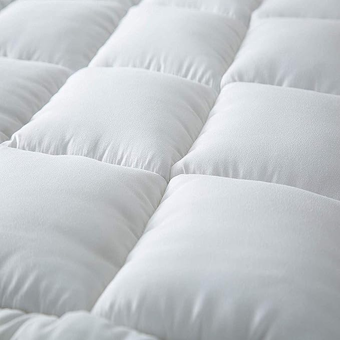 Niagara Mattress Topper Twin XL Extra Long Quilted Back Pain Relief Plush Down Alternative Pillow Top Fitted Skirt Protector Cooling Mattress Pad Deep Pocket Fits 20 Inches Soft White (39x80 Inches)