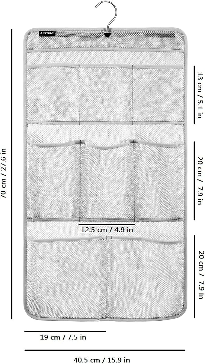 Mesh Shower Organizer Hanging Caddy Quick Dry Bathroom Storage for Toiletry Accessories with Rotating Hanger (8 Pockets) - Image 8