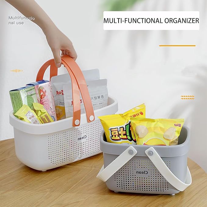 JiatuA Plastic Storage Basket with Handle Portable Shower Caddy Tote Organizer Basket Bin for Bathroom Kitchen Dorm Room Bedroom, Small Grey - Image 5