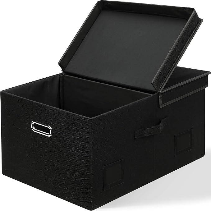 Graciadeco 75 Quarts Extra Large Decorative Storage Bins with Lids, 1 Pack Black Collapsible Storage Bins with Lids, Stackable Storage Bins Decorative Box Storage With Lid Extra Large by GraciadecoStorage