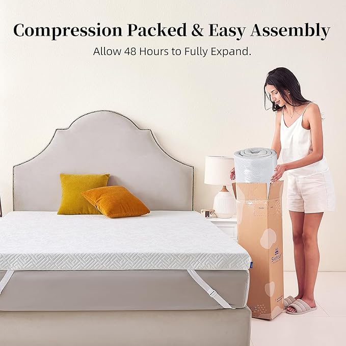 3 inch Memory Foam Mattress Topper Full Size Bed, Gel Infused Memory Foam Mattress Pad with Cover for Back Pain Relief, 53x75 Inches