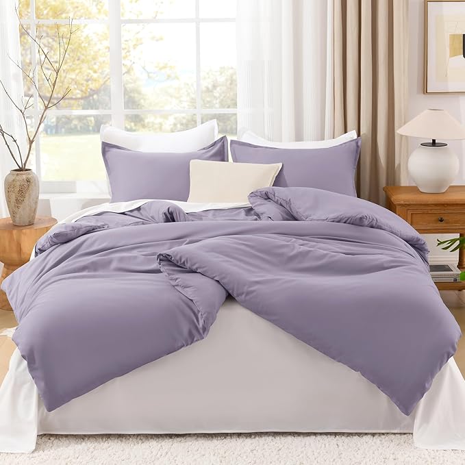 Litanika Comforters Twin XL Size Grayish Purple, 2 Pieces Lightweight Solid Bedding Set & Collections, All Season Fluffy Bed Set (68x92 Inches Comforter & 1 Pillowcase)