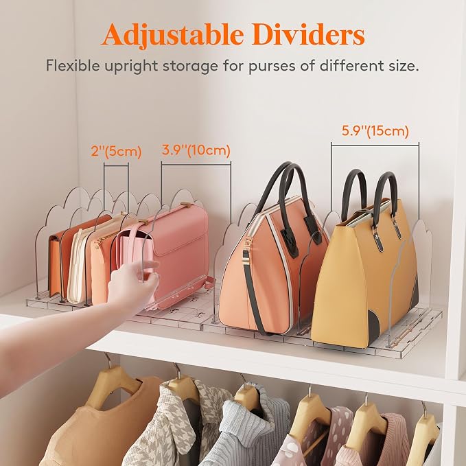 Lifewit Purse Organizer for Closet, Clear Handbags Storage Organizer, Adjustable Clutch Purse Storage Organizer Holder for Closet, 2 Pack Bookshelf Dividers for Sweater in Bedroom 35 x 24 cm/14 × 9.5" - Image 4