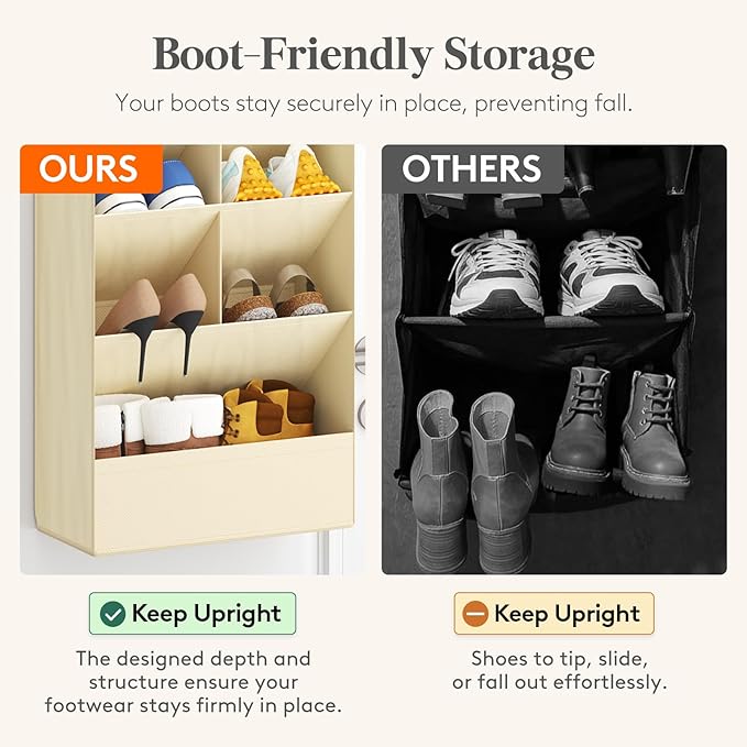 Lifewit 10 Tier Over the Door Shoe Organizer with 19 Large Deep Pockets, Fabric Hanging Shoes Shelf for Closet, Dorm Storage, Fit Up to 20 Pair Shoe Rack Holder for Sneakers, Boots, Beige - Image 4