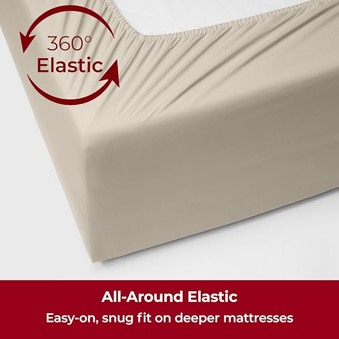 Mellanni Extra Deep California King Sheets - 4 PC Iconic Collection Bedding - Luxury, Ultra Soft, Cooling Bed Sheets - Wrinkle, Fade, Stain Resistant (Cal King, Golden Ivory)
