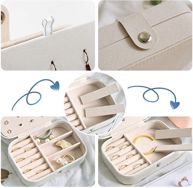 CASEGRACE Jewelry Box For Women Travel Jewelry Organizer Double Layer for Necklace Earring Rings Jewelry Holder Case - Image 4