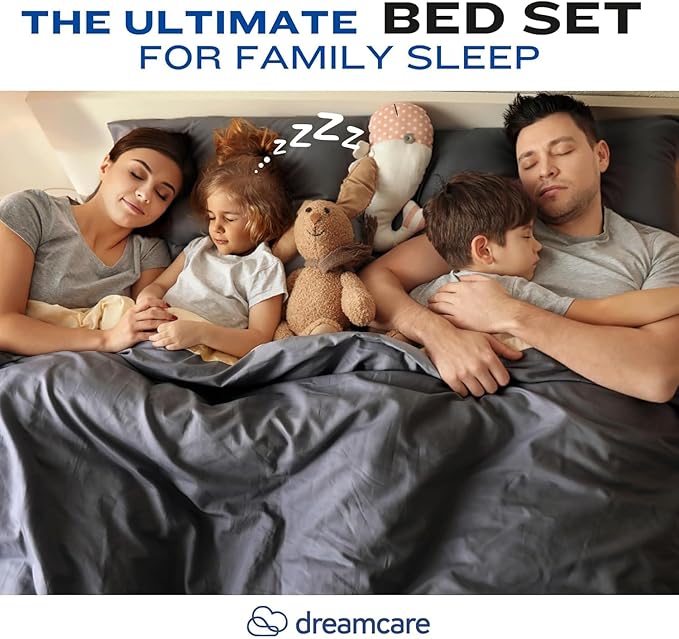 DREAMCARE Twin XL Sheet Sets - 4 pcs Breathable Cooling Bed Sheets - up to 15" Deep Pocket Twin XL Sheets Set with Side Pockets - Extra Soft 100% Brushed Hypoallergenic Hotel Luxury Bedding Mnrl Blue
