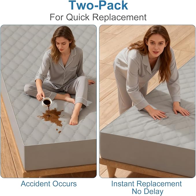 2Pack Waterproof Crib Sheets,Cotton 24X38 Fitted Crib Sheets Crib Mattress Protector Sheets,Soft Bed Sheets,Washable Little Bed Sheets,Neutral for Boy,Girl,Toddler (Gray, 24X38inch)