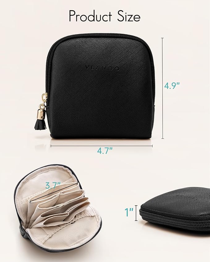 VLANDO Small Jewelry Travel Case,Travel Essentials for Women,Jewelry Pouch Bags with Zipper,Velvet Jewelry Organizer Storage Bag for Bracelet Rings Earring-Black - Image 3