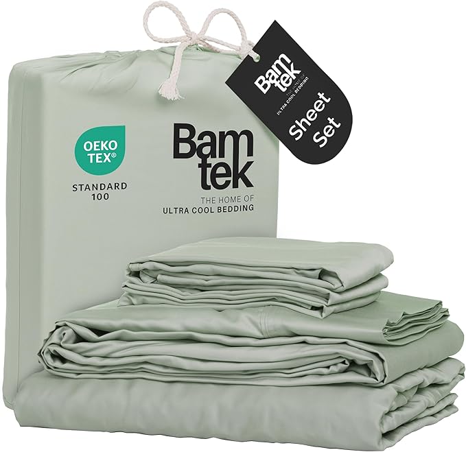 Viscose Bamboo Sheets King Size 4PC Set - Cooling Sheets for Hot Sleepers with Moisture Wicking Technology - Silky Soft 18 Inch Deep Pocket - Sage 76"x 80"