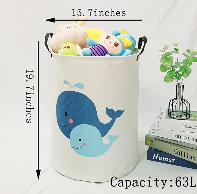 MAIZMZ Kids Hamper Baby Laundry Basket Gift Toy Box Storage Nursery Bins Waterproof Organizer Large Canvas Collapsible Chest for Home/Dorm/Kitchen/Pet/Office/Closet/Shelf/Room Decor - Image 2