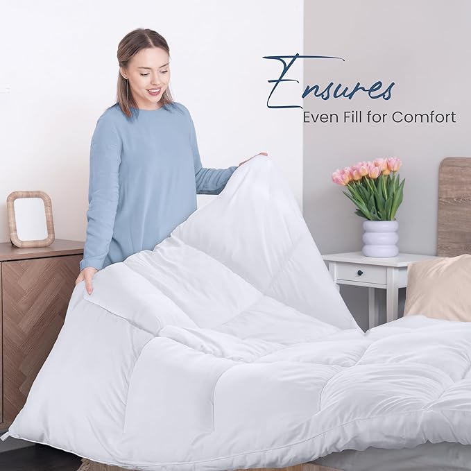 Utopia Bedding Comforters Full Size, All Season Duvet Insert, Down Alternative Box Stitched Bed Comforter with Corner Tabs, Machine Washable (White)