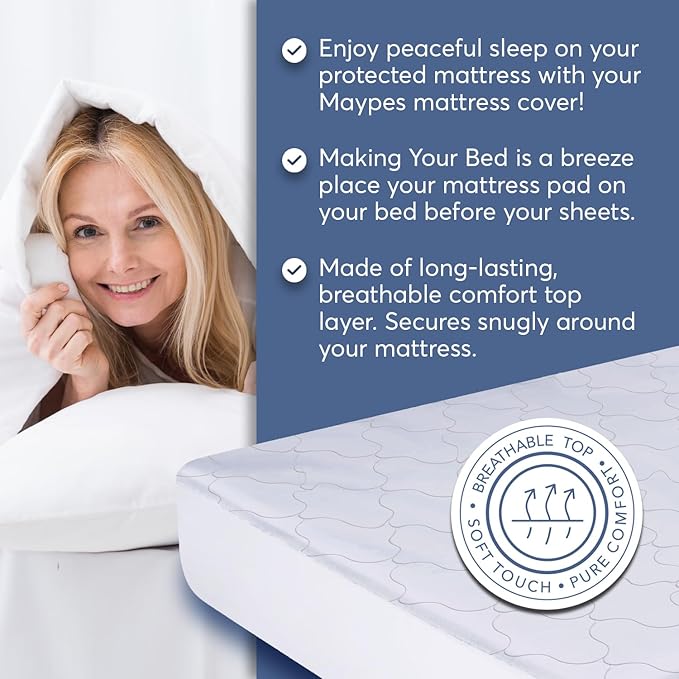 Quilted Mattress Pad Cover 30 x 75 in. Small Single Luxury Quilted Topper Protector Waterproof 100%, Heavy Duty Top Cover Bed Protection Cloud-Quilted & Breathable Cotton Top
