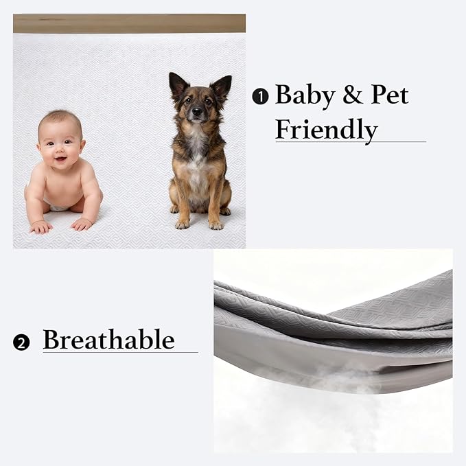 100% TPU Waterproof Mattress Protector Sets with 1 Fitted Sheet & 2 Pillowcases 18 Inches Deep Pocket Breathable Incontinence Pads for Adults Kids Elderly Pets (White, King)