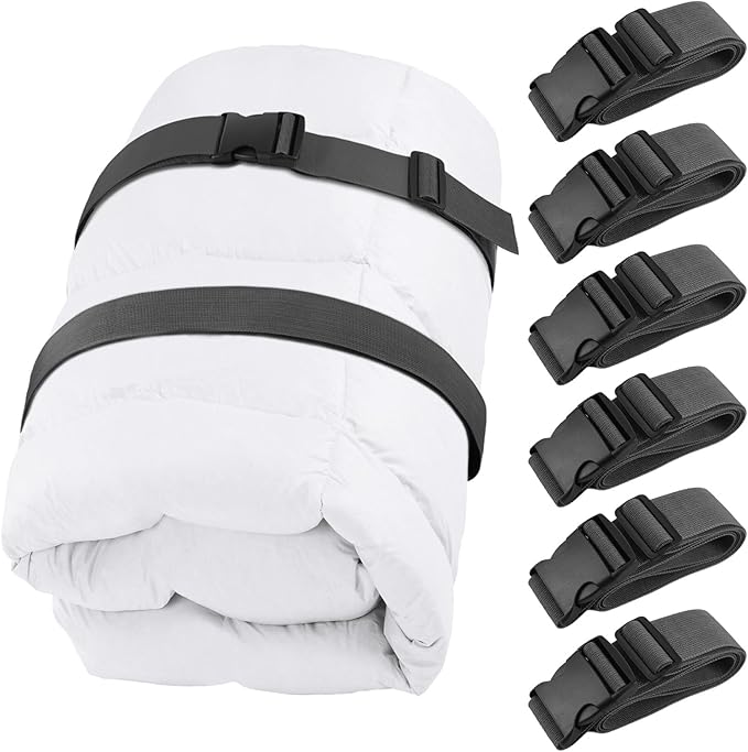 6 Pcs Mattress Topper Straps Adjustable with Buckles for Storaging and Moving Memory Foam Mattress Dark Grey (60''x2'')