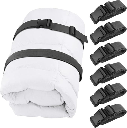 6 Pcs Mattress Topper Straps Adjustable with Buckles for Storaging and Moving Memory Foam Mattress Dark Grey (60''x2'')