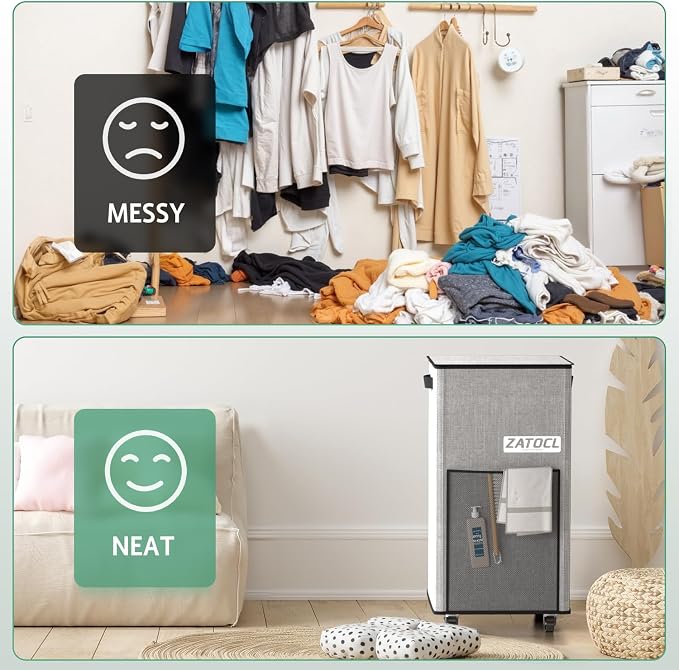 Laundry Hamper with Lid and Wheels, 29 Gal Rolling Laundry Basket with Washing Bag & Front Mesh Bag, Collapsible Dirty Clothes Hampers for Bedroom Aesthetic, Bathroom, Dorm, Laundry Room - Easy Carry - Image 7