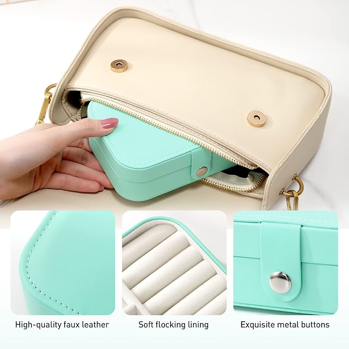 CASEGRACE Small Jewelry Box For Women Travel Jewelry Organizer Double Layer for Necklace Earring Rings Jewelry Holder Case - Image 5