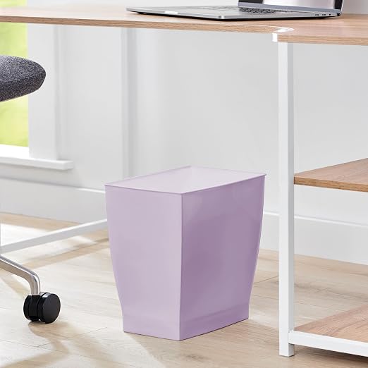 iDesign Small Plastic Bathroom Trash Can, Slim Rectangle Garbage Bin for Bedroom, Office, Dorm, Purple - Image 5