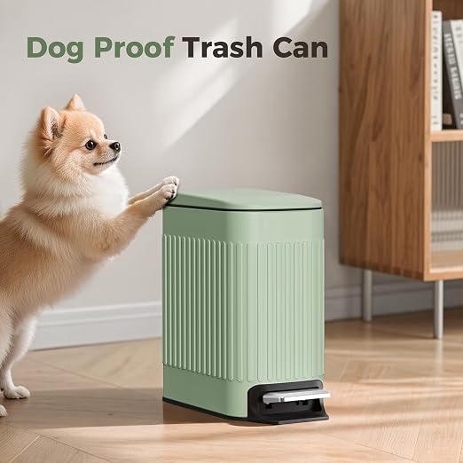 TrashAid Slim Bathroom Trash Can with Lid Soft Close, 6 Liter/1.6 Gallon Stainless Steel Small Garbage Can with Removable Inner Bucket, Step Pedal, Slim Wastebasket for Toilet, Office, Bedroom, Green - Image 6