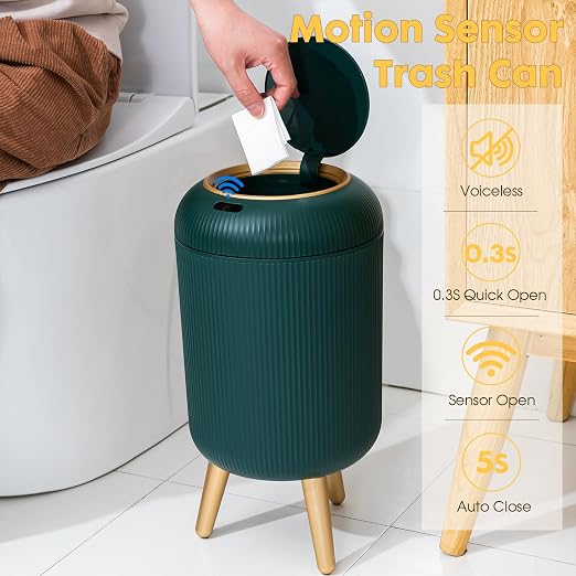Bathroom Trash Can Automatic Touchless, 3 Gallon Smart Motion Sensor Garbage Can with Lid Electric Small Mini Trash Garbage Bin for Kitchen, Office, Toilet, Bedroom Diaper Trash Cans-Green - Image 2