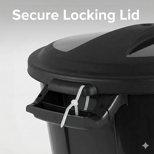20 Gallon Heavy Duty Trash Can with Secure Click-Lock Lid – Durable All-Weather Plastic Garbage Bin for Outdoor Patio, Garage, Kitchen & Commercial Use – Black Utility Container - Image 7