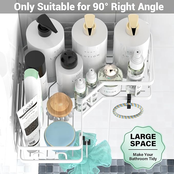 AKTECKE Corner Shower Caddy Bathroom Organizer Adhesive Shower Rack Bathtub Shelves - 3Pack No Drilling Shower Shelf For Inside Shower - Rustproof Bath Tub Organizer Caddy - Image 3