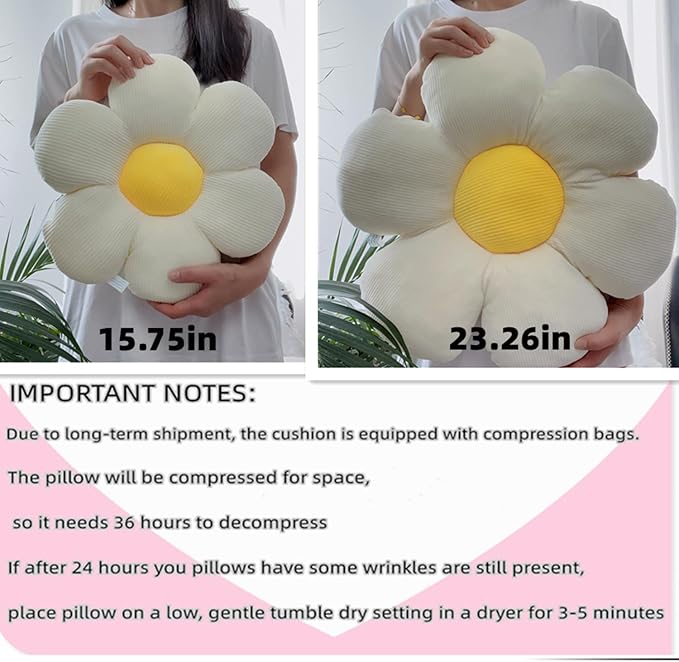 Flower Pillow, Cute Daisy Pillow Flower Shaped Throw Pillow Cushion Seating 19.6" Cushion Floor Pillows Home Decorative Seating Cushion