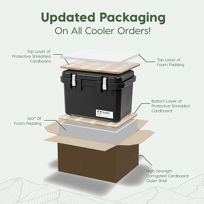 IRIS USA Hugel 44 QT Cooler, Heavy Duty Metal Buckles, Leak-Free Design, Durable Hard Cooler, Ice Chest with Bungee Strap, Molded Handles, Camping Boat Tailgating Road Trips, Charcoal Gray - Image 3