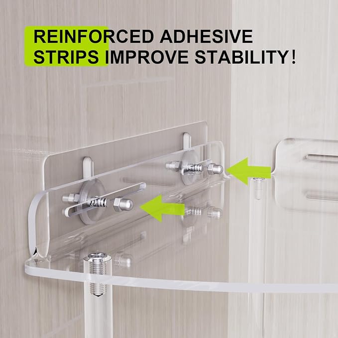 Bakzon Corner Shower Caddy, 3 Tier Acrylic Shower Organizer Corner for Inside Shower, Rustproof Floor Standing Shower Shelves for Bathroom, Clear - Image 4