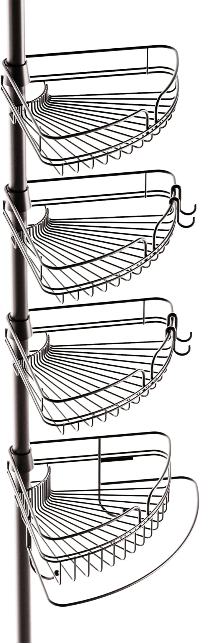 Zenna Home Tension Pole Shower Caddy Corner Organizer, Adjustable Standing Shower Caddy with 4 Baskets and Built in Towel Bar, Rust Resistant Bathroom Tension Rod Organizer, 60 to 97 Inch, Bronze - Image 10