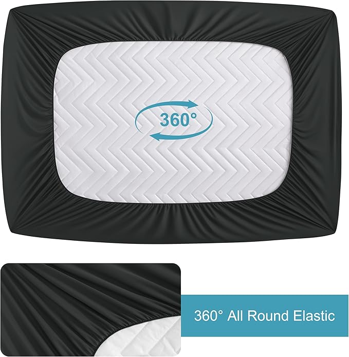 Quilted Waterproof Mattress Protector - King Size 15" Deep Pocket Fitted Sheet, Ultra-Soft Breathable and Machine Washable Mattress Pad Cover - Black