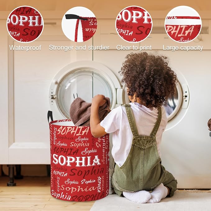Custom Name Laundry Hamper, Personalized Laundry Basket with Name for Baby Boys Girls, Customized Collapsible Dirty Clothes Hamper Storage with Handles for Bedroom Bathroom Dorm Room Decor - Image 4