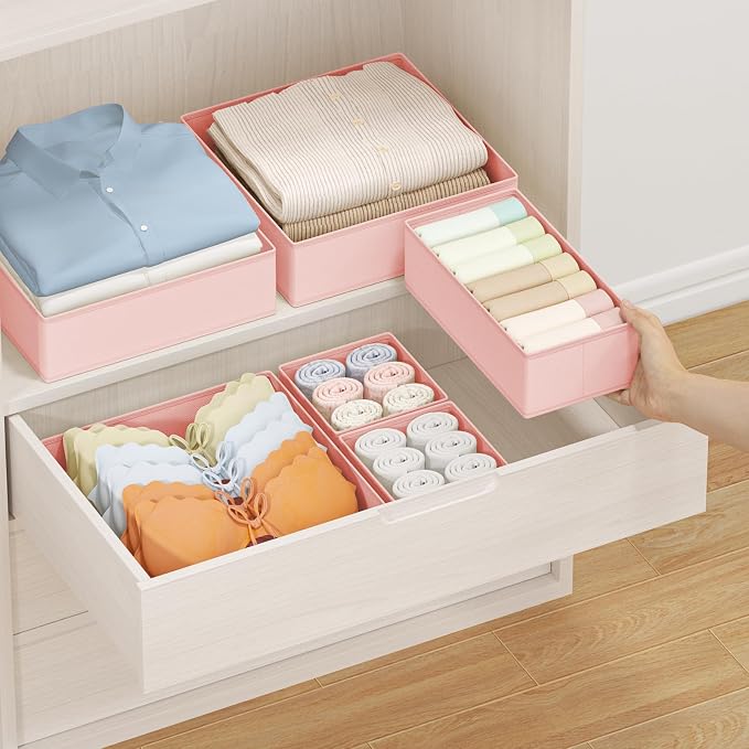 DIMJ Drawer Organizer Clothes Storage - 24 Pack Baby Dresser Organizer for Nursery, Foldable Closet Drawer Organizer Bins for Bedroom Organization, Fabric Storage Dividers for Socks, Underwears, Bras - Image 5