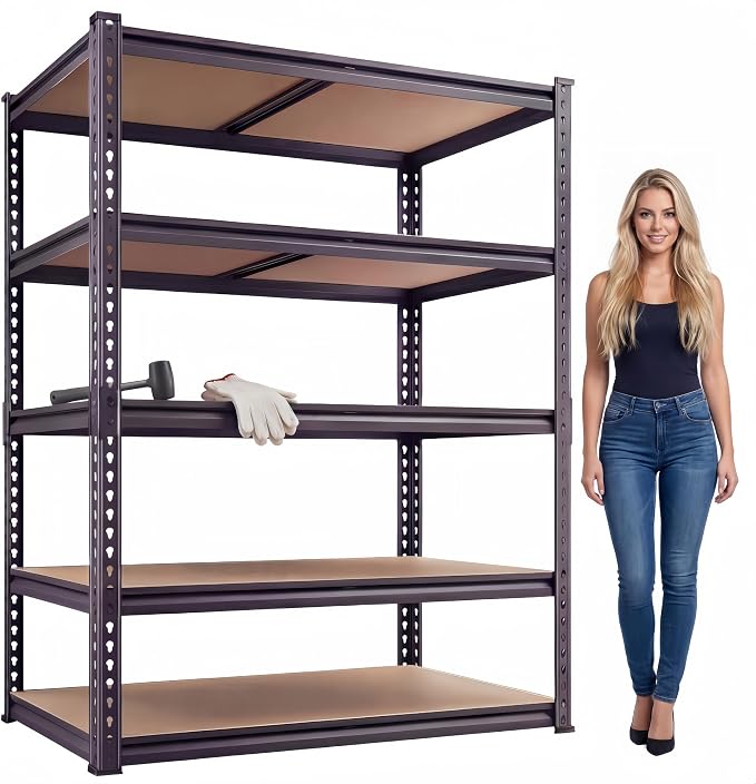 Garage Shelving Heavy Duty, 2450LBS Metal Storage Shelves 5 Tier, Adjustable Shelving Unit 36" W x 16" D x 72" H, Boltless Garage Storage Rack for Garage Basement, Pantry, Warehouse 1Pcs by AtGoWac