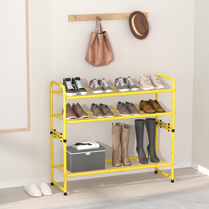 SUFAUY 2-Tier 33" Wide Shoe Rack, Closet Metal Wire, Stackable, Gold - Image 6