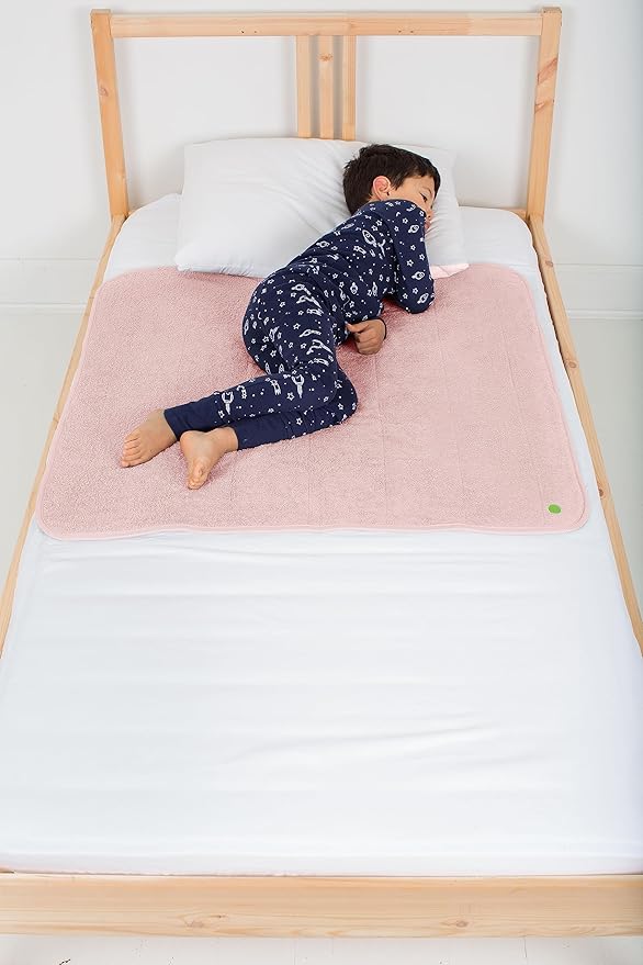 PeapodMats Bedwetting & Incontinence Waterproof Bed Mat - Reusable Underpad. Secure Placement & Breathable. Washable. Enviro Friendly 3x3 (Peach/Pink) Mattress Protector & Pee Pad for Kids & Adults