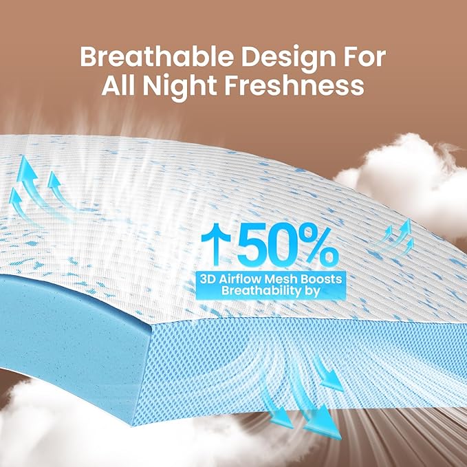 OhGeni 3 Inch Cooling King Size Gel Memory Foam Mattress Topper Pad,Soft Bed Cover with Anti-Slip Base & Zipper,Fits 6"-19" Mattresses with Straps,Extra Comfort for Sleep &Back Pain Relief
